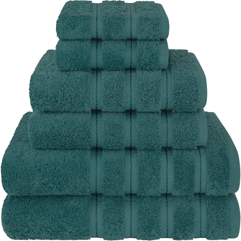 Luxury 6 Piece Towel Set, 2 Bath Towels 2 Hand Towels 2 Washcloths, 100% Cotton Turkish Towels for Bathroom,