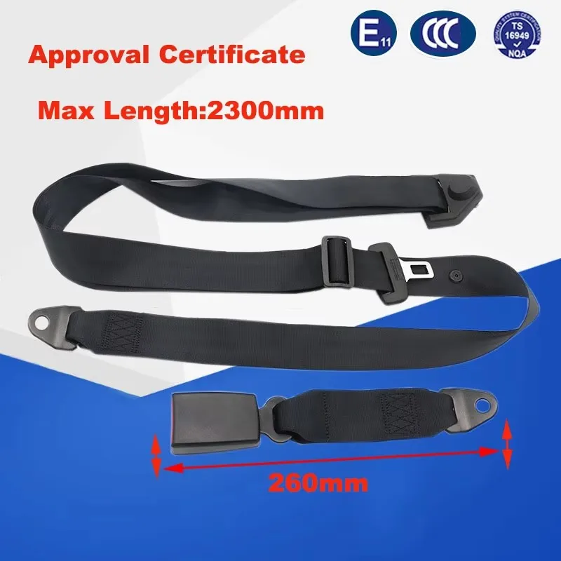 Universal Approval Emark Certificate 3 Point Seat Belt Auto Car Safety Belt Lap Belt Seat Belt Buckle Black Beige