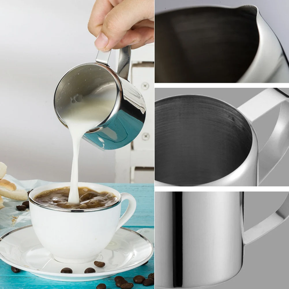 

Milk Cup Large Capacity Portable Handle Stainless Steel Rust Proof Dishwasher Safe Coffee Latte Art