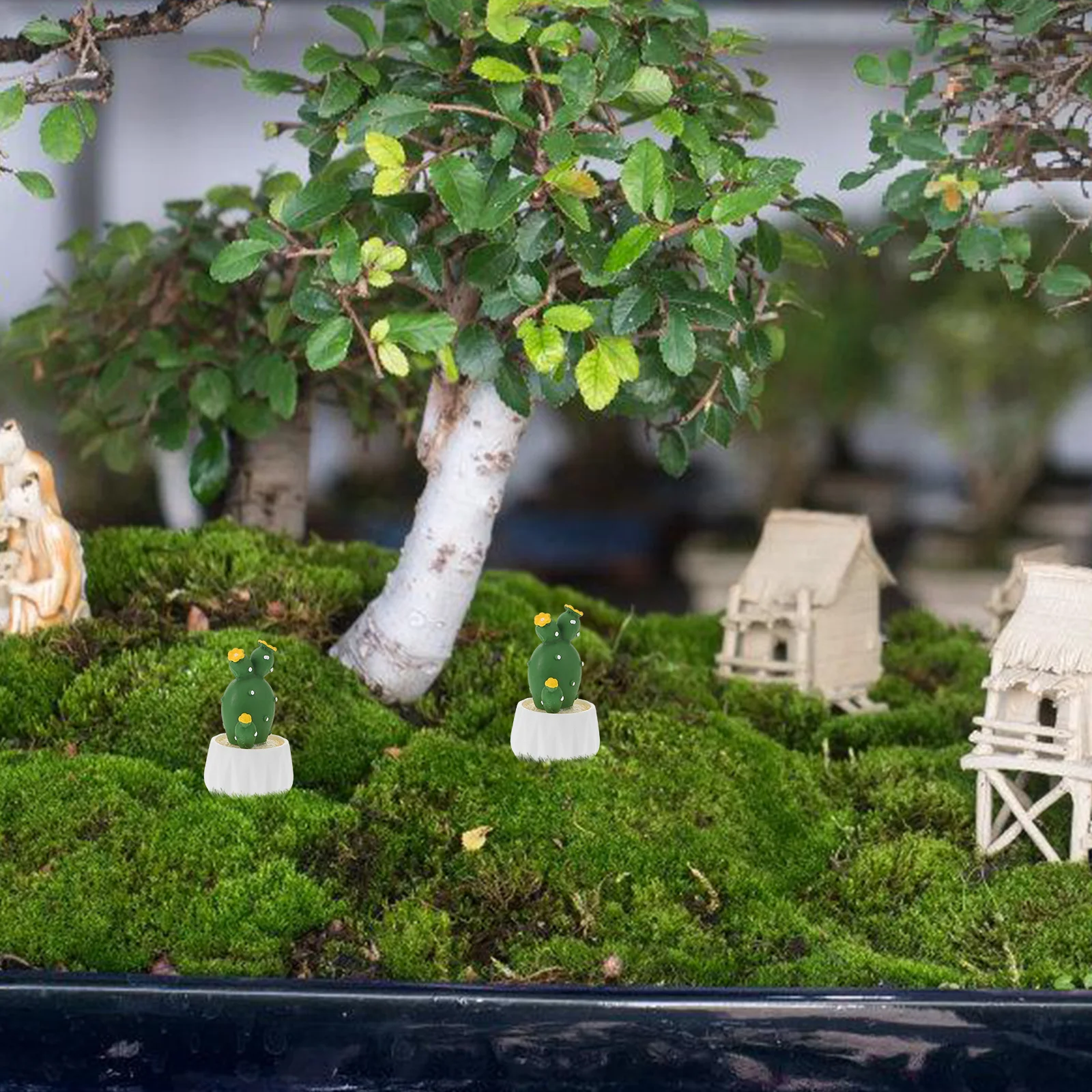 

4pcs Mini Fake Cactus Artificial Potted Resin Bonsai Decor Desktop Ornament Indoor Faux Small Plant Accessories Fake Plant