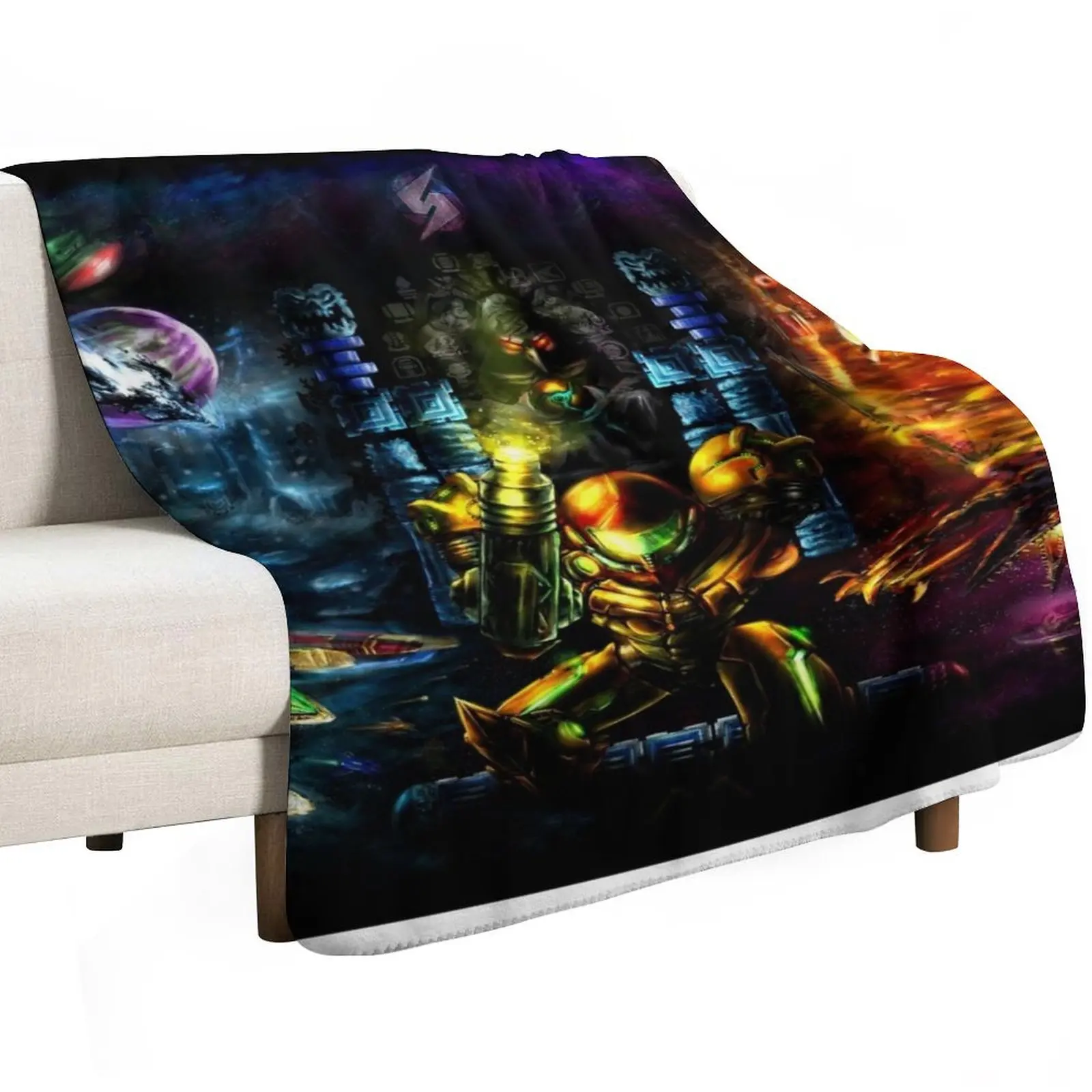 Harmony of a Hunter: 25 Years of Metroid Throw Blanket Polar Heavy Summer Beddings Extra Large Throw Thermal Blankets