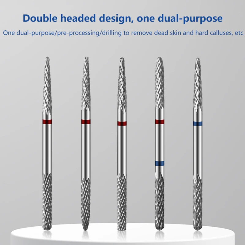Dupla cabeça liga prego brocas, aço de tungstênio, remover cutícula, unha polonês cabeça, máquina de polimento elétrico, acessórios