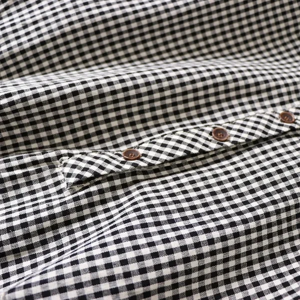 High-end japonês Sle Plaid irt Dr feminino Midi longo Sve algodão linho Dr colarinho cintura alta botão único A-...