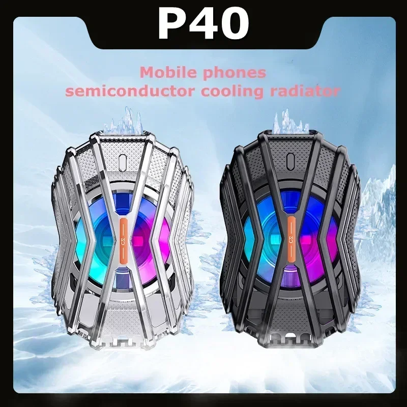 P40 ABS+zinc Alloy Mobile Phone Semiconductor Refrigeration Cooling Fan Radiator Type-C System PUBG Game Cooler for IOS Android