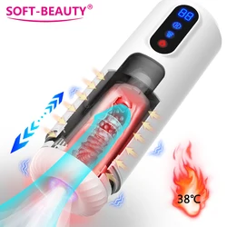 Automatic Powerful Telescopic Sucking Male Masturbator Vibrator Real Vagina Blowjob Masturbation Cup Sex Toy for Men Adult Goods