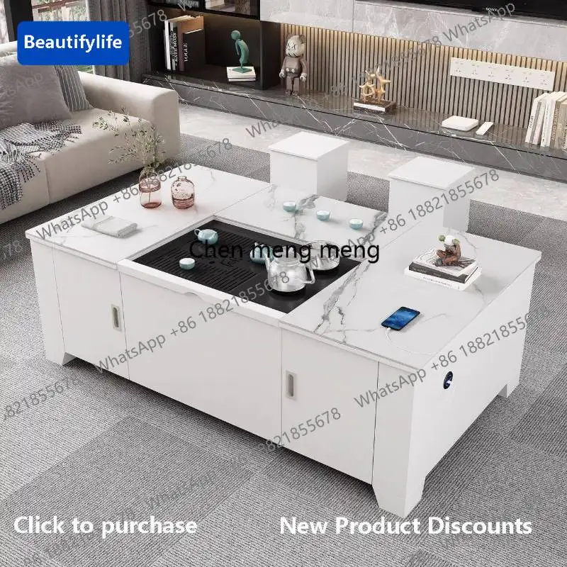 

A56 Italian Gray Coffee Table Multifunctional Unique Minimalist Space Coffee Table Center Saving Meuble Salon Living Room Furnit