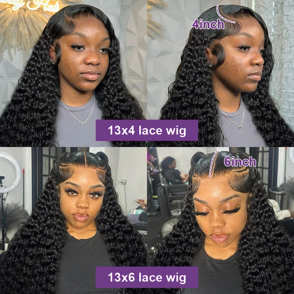 13x6 Wig rambut manusia siap pakai gelombang air 13x4 Wig Frontal penuh renda gelombang dalam longgar keriting 4x4 penutup Wig depan untuk wanita