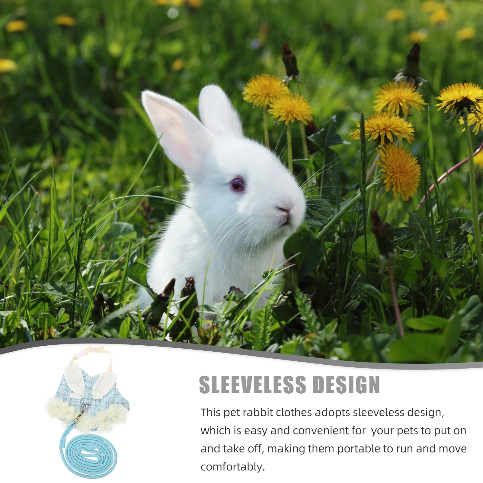 

1Set Pet Rabbit Clothes Adorable Bunny Decor Comfortable Breathable Cotton Dress Sleeveless Design Easy to Put on