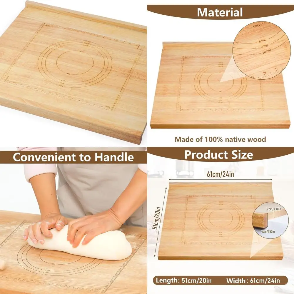 

Двусторонняя деревянная доска для теста и замешивания 24 x 20 с линейкой для губ и гравировкой для раскатки и выпечки теста