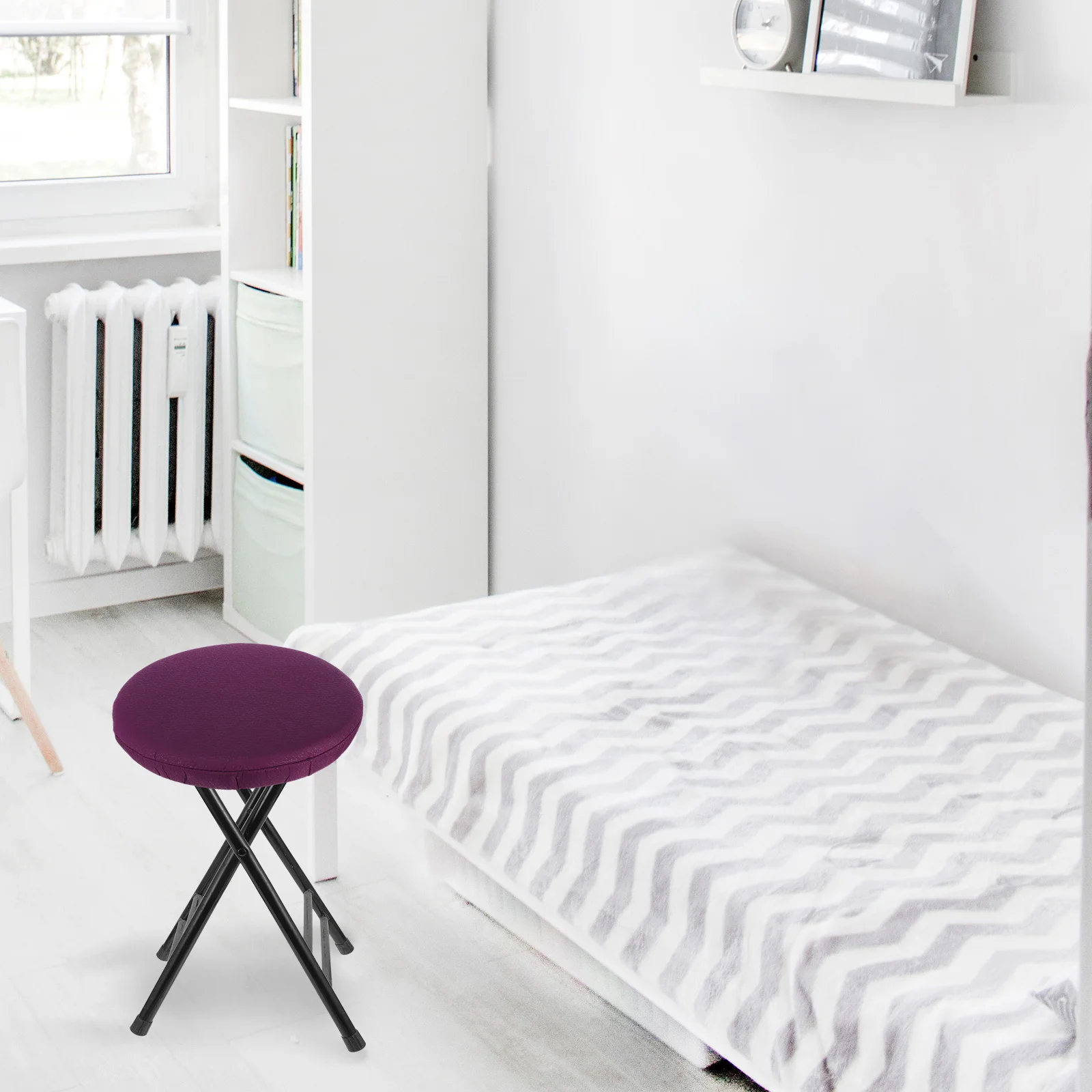 

2Pcs Waterproof Round Stool Chair Seat Covers Stretch Cushion Slipcover Dining Office Restaurant Seat Protector