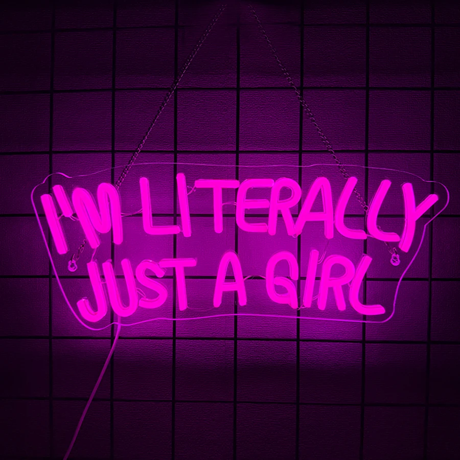 I'M Literally Just A Girl Neon Sign For Wall Decor,Led Neon Light For Bedroom,Living Room Decor,Dorm,Bar,Party,USB Powered