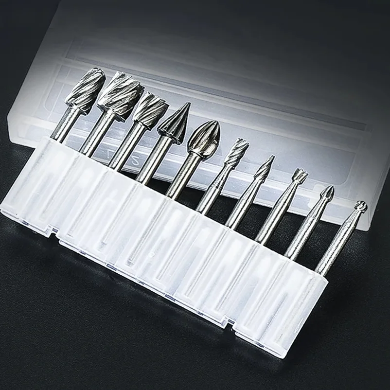 6pcs 10pcs/Set HSS Rotary Burr Mill Cutter Routing Router Bits Burr Rotary Tools Wordworking Tool Engraving Dremel Accessories
