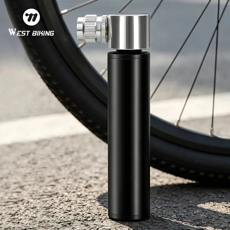WEST BIKING 120PSI Portable Hand Air Pump High Pressure Bicycle Tire Inflator Mini Hand Pump for Bike Motorcycle Sports Balls