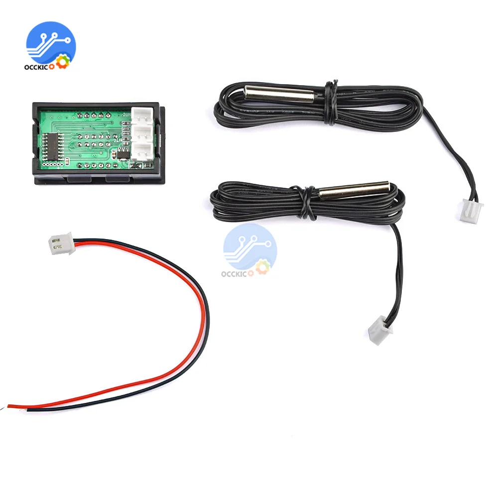 Mini Dual Display Digital Thermometer W/ Dual NTC Waterproof Metal Probe Temperature Sensor Tester for Car Room Indoor 4V-28V