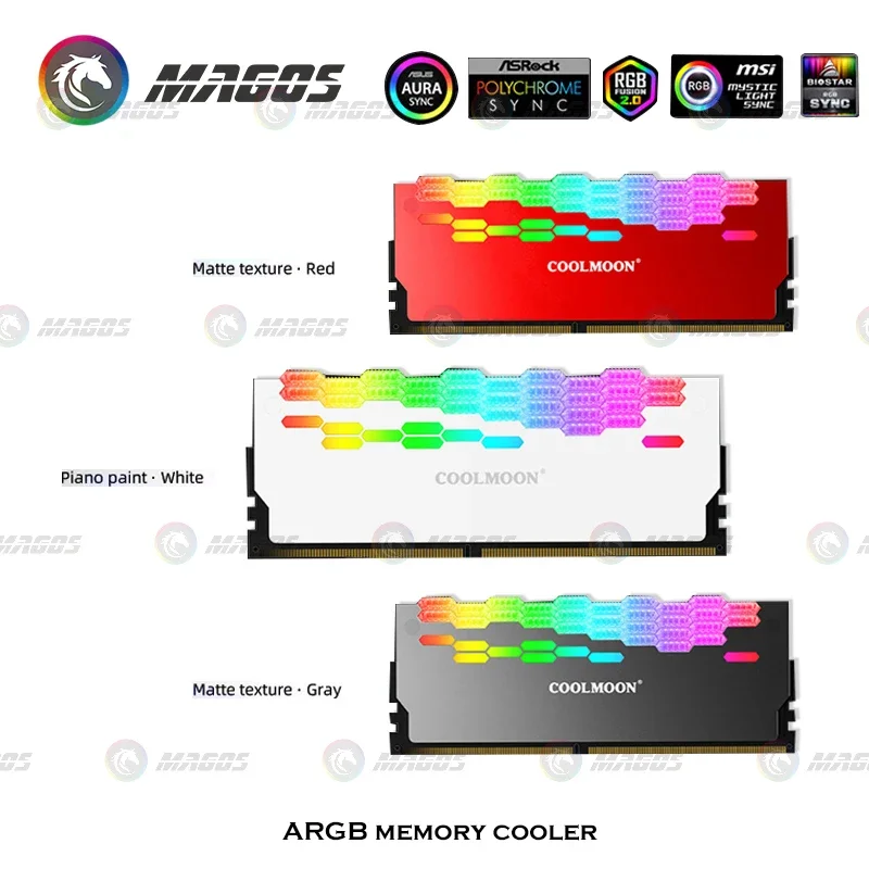 COOLMOON RA-2 RAM Heatsink Radiator Cooling Heat Sink Cooler For Computer Desktop Memory Heat Dissipation Pad gadget 5V 3P