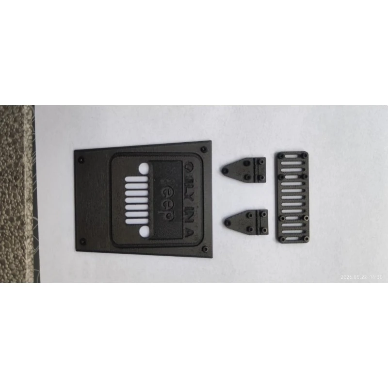 Scale Hood Hinges, Grille Mesh & Decals 3D Printed Dress-Up Accessories Set for Axial SCX10 III Jeep CJ-7 1/10 RC Crawler