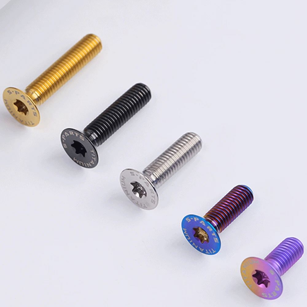 Mehrere Farbe m5 p 0,8mm 8/10/12/14/16/18/20/25/30/35/40mm gr5 tc4 Titan legierung Senk schraube Schraube flach t25 Torx Kopf – Detail 2