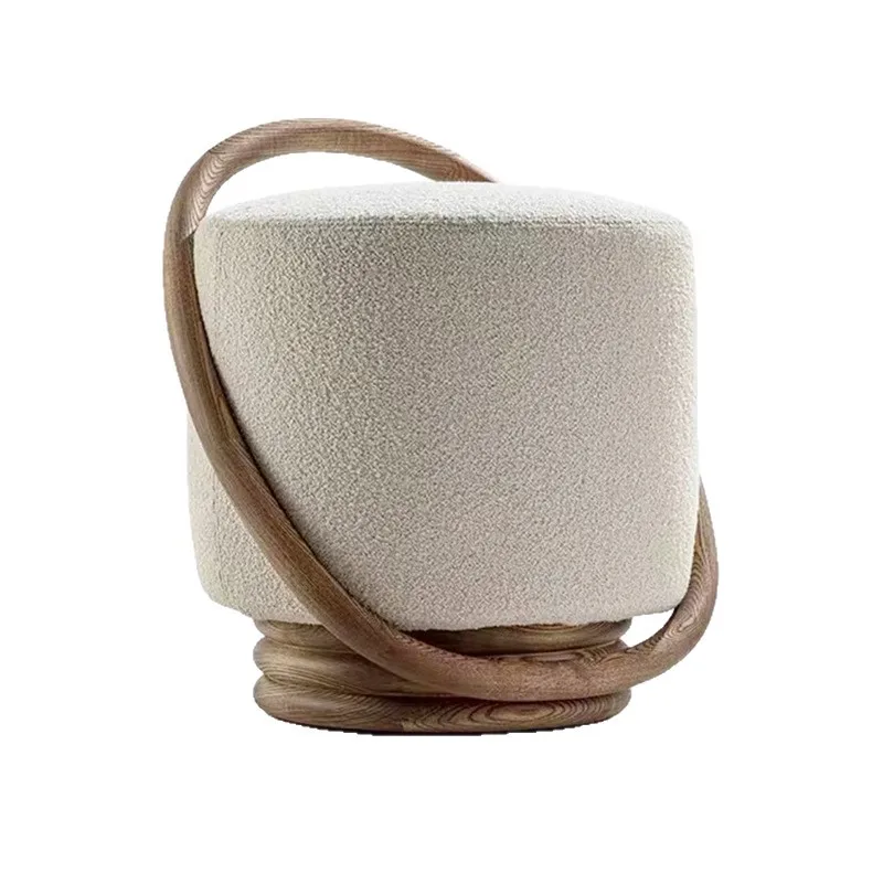 

Solid wood makeup stool, living room footstool, movable round stool