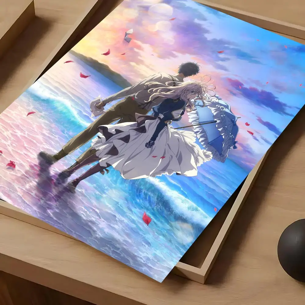 Violet Evergarden Poster For Self-adhesive Art Waterproof Paper Sticker Coffee House Bar Room Wall Decor