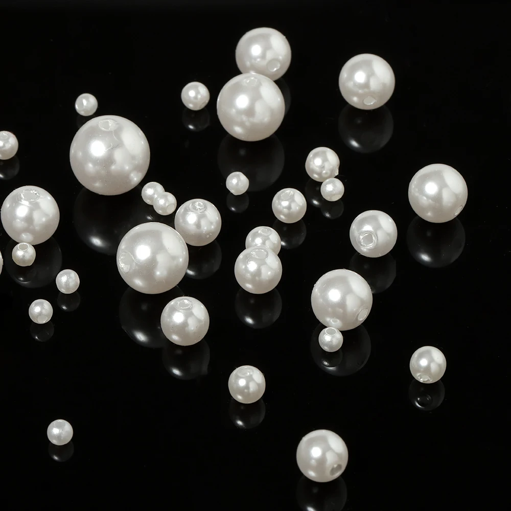 400-20pcs 4/5/6/8/10/12/14mm Imitation Pearl Beads Round White Beige Spacer Beads For DIY Jewelry Making Loose Beads Wholesale