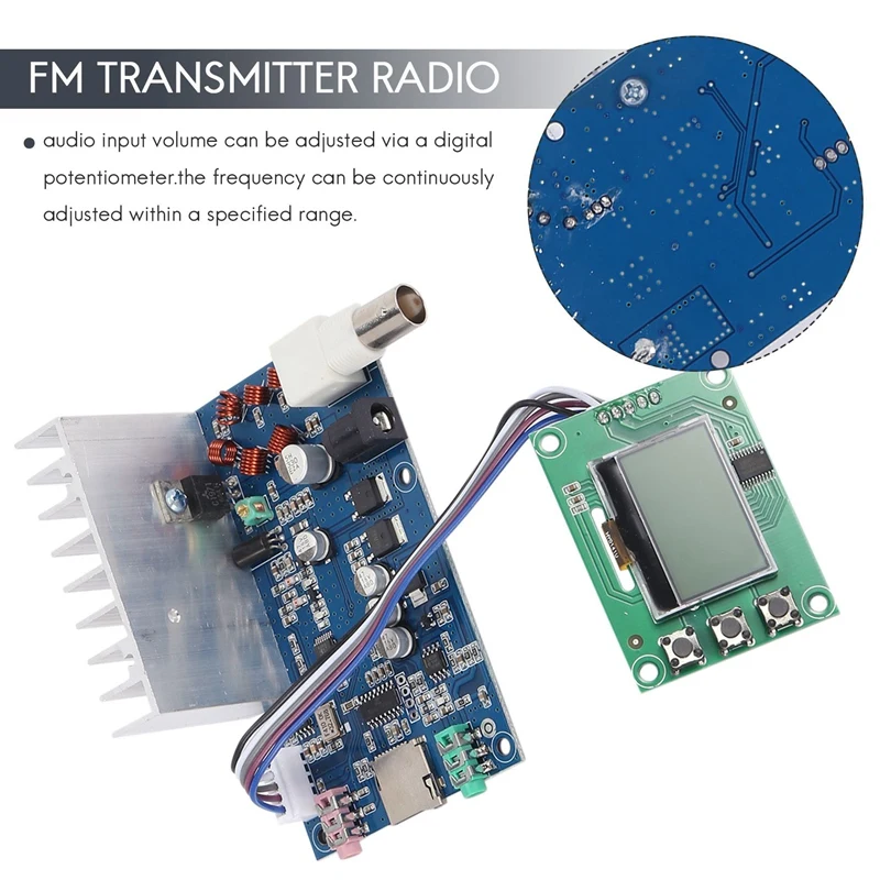 Assembled 0.5W-7W FM Transmitter Radio Station PLL Stereo Digital Frequency + Lcd Digital Display Adjustable Volume