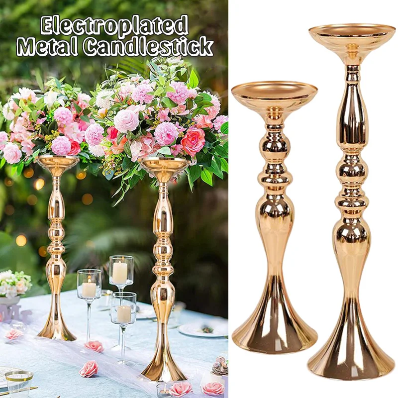 

Metal Candle Holder Wedding Flowers Vases Wedding Props Candlestick Centerpieces Home Party Table Decor Layout Ornaments