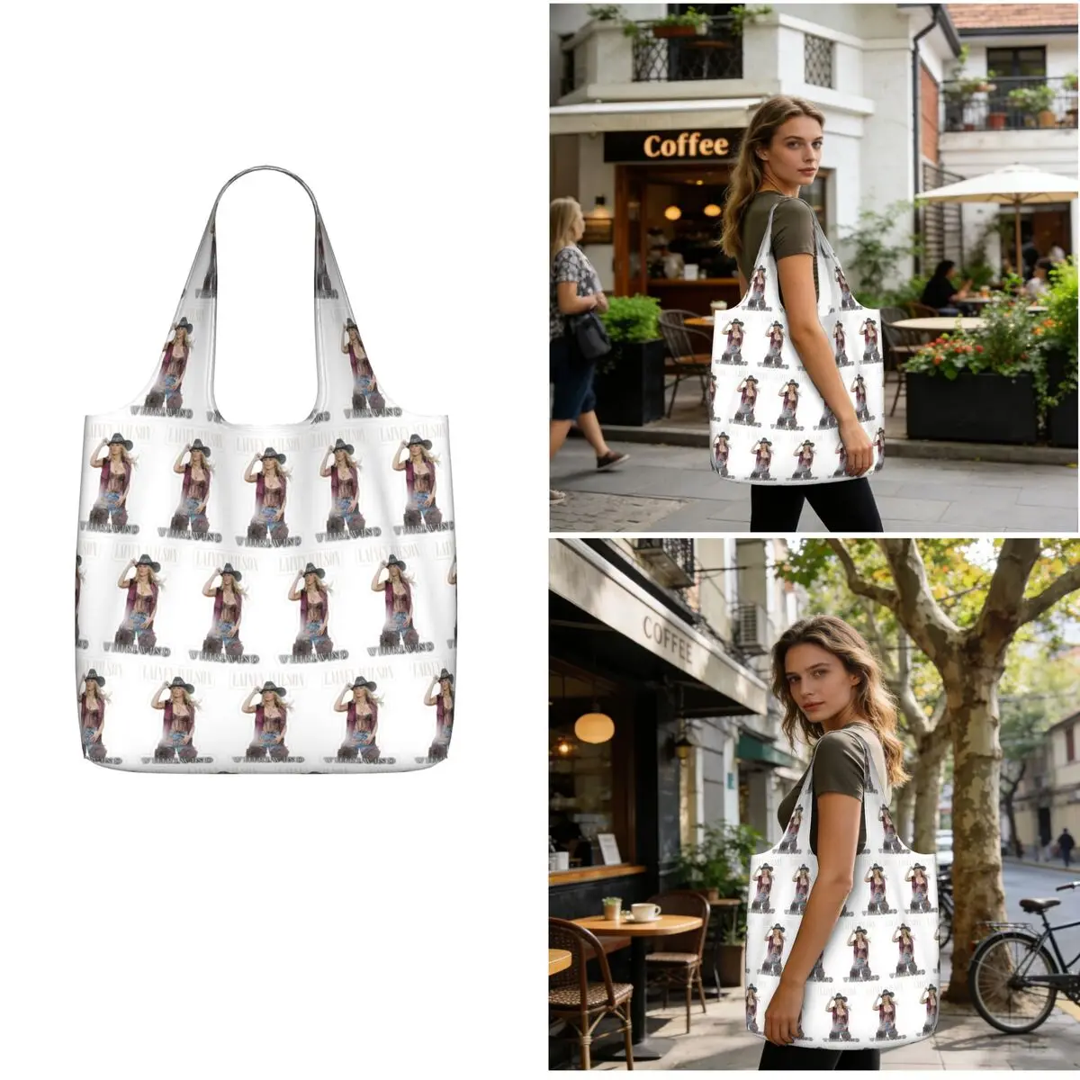 Lainey Wilson - Country's Cool Again Portrait Shopping Tote Bag Canvas Large Capacity Shoulder Bags Shopper Grocery Handbag