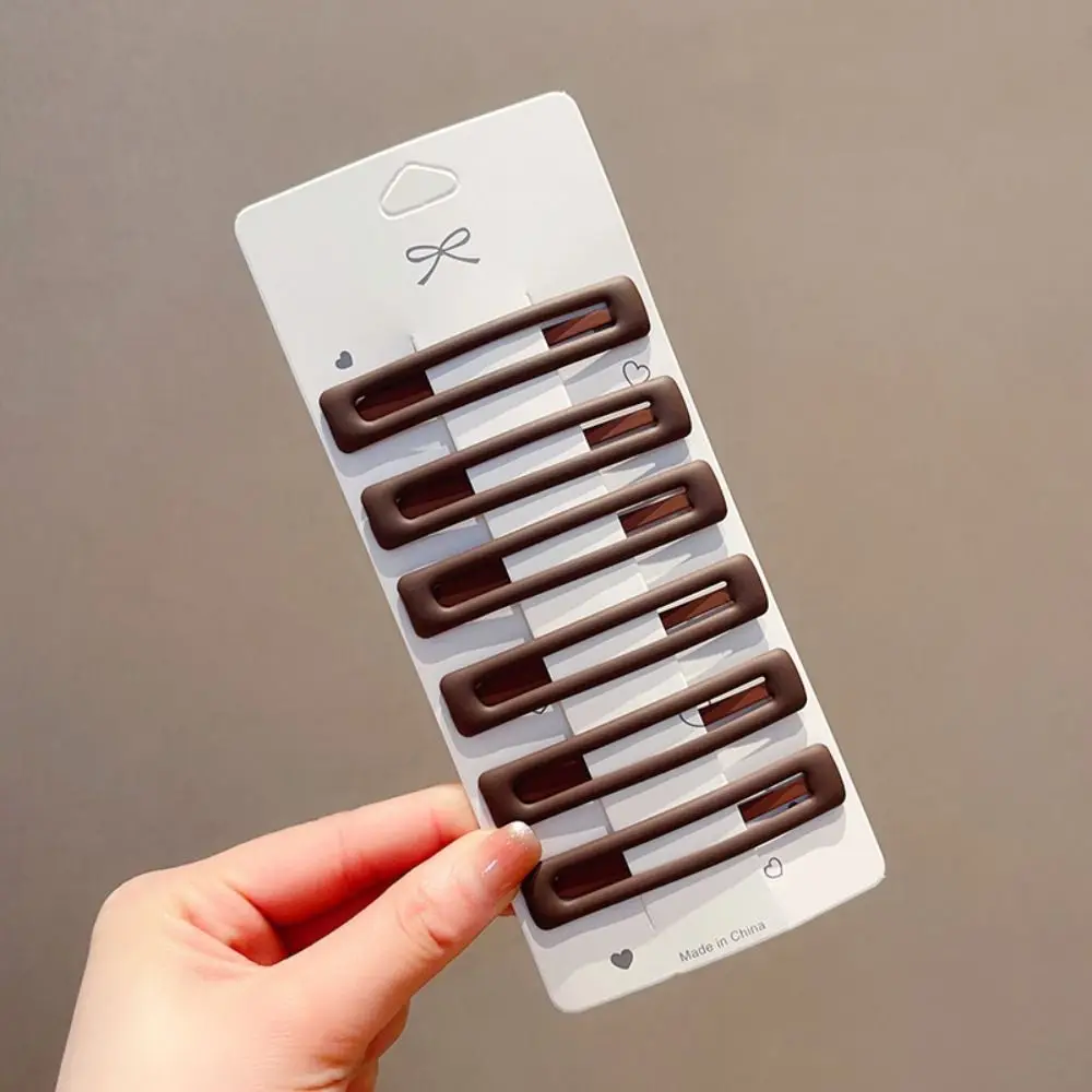 

6pcs/set French Korean Style Rectangle Hairpins Frosting Solid Color Geometry Barrettes Barrettes Geometry Girl