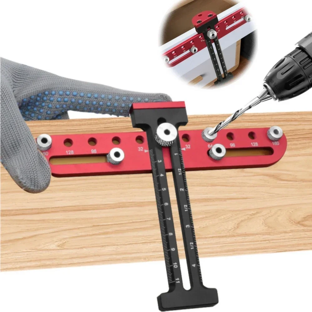 Cabinet Hardware Jig Template Tool - Woodworking Adjustable Punch Locator for Installation of Handles, Knobs on Doors and Drawer 