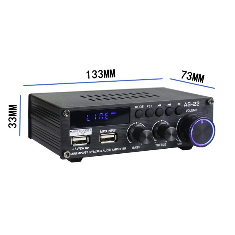 AS22 AK45 HiFi Digital Amplifier 40Wx2 2.0 Channel Digital Bluetooth Amplifier 400Wx2 AC 90-240V Stereo Audio Amplifier Receiver