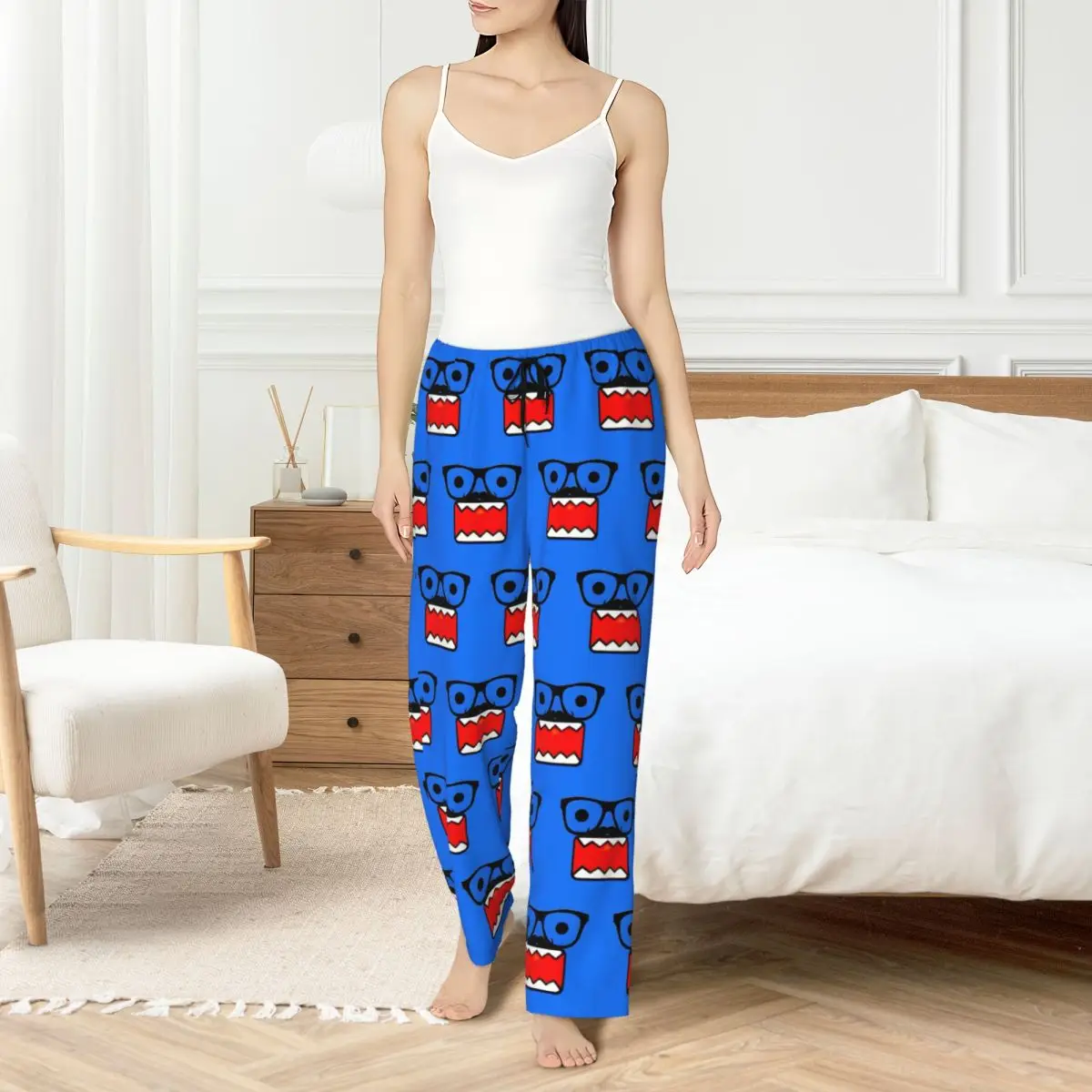 

Custom Printed Womens Domo Kun Pajama Pants Cartoon Sleepwear Sleep Lounge Bottoms with Pockets