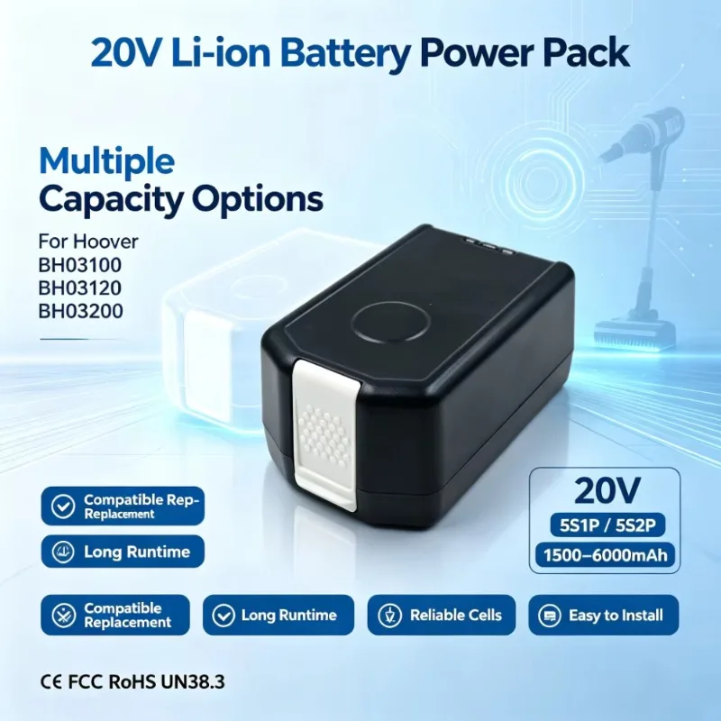 20V 1500mAh-6000mAh Replacement Li-ion Battery for Hoover BH03100 BH03120 BH03200 Cordless Vacuum Cleaner, 5S1P 5S2P Power Pack