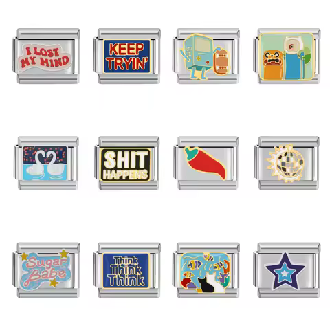 Fashion Women Italian Charm Store Italian Charm Bracelet 9mm Stainless Steel Diy Chili Star I Lost My Mind