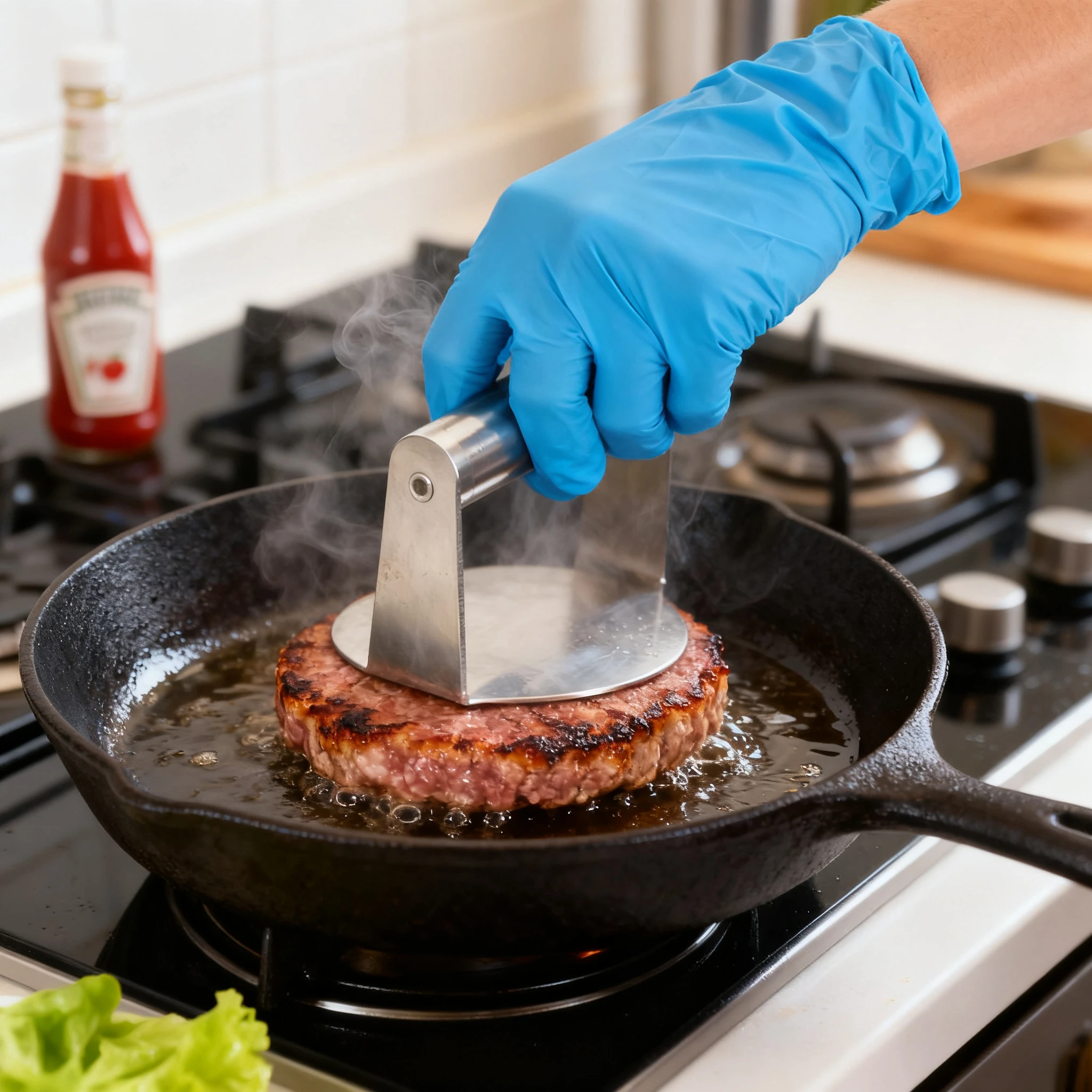 Prensa para hamburguesas de acero inoxidable, máquina para hacer hamburguesas de carne de alta resistencia para asar y freír, molde profesional para hamburguesas caseras