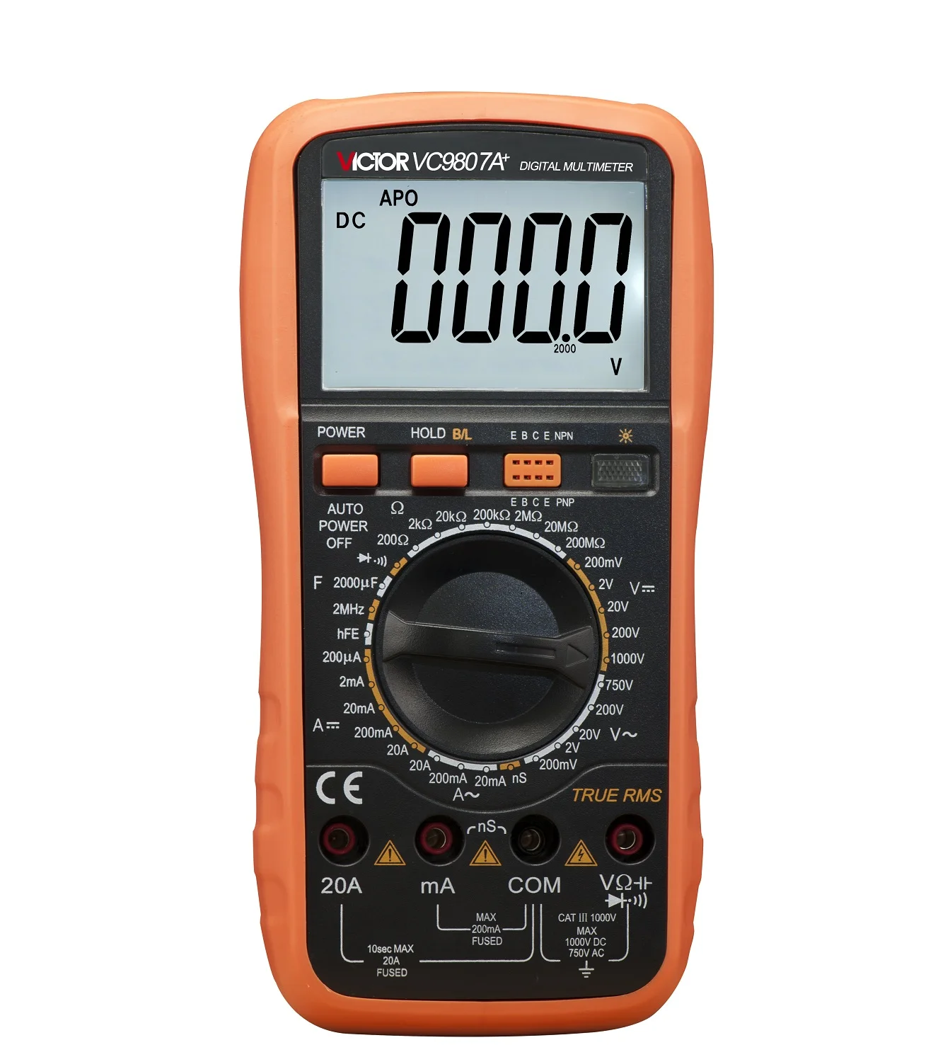 VC9807A+ Manual Range Multi-Function Standard Digital Multimeter Digital Multimeter AC/DC Voltage Current Resistance tester