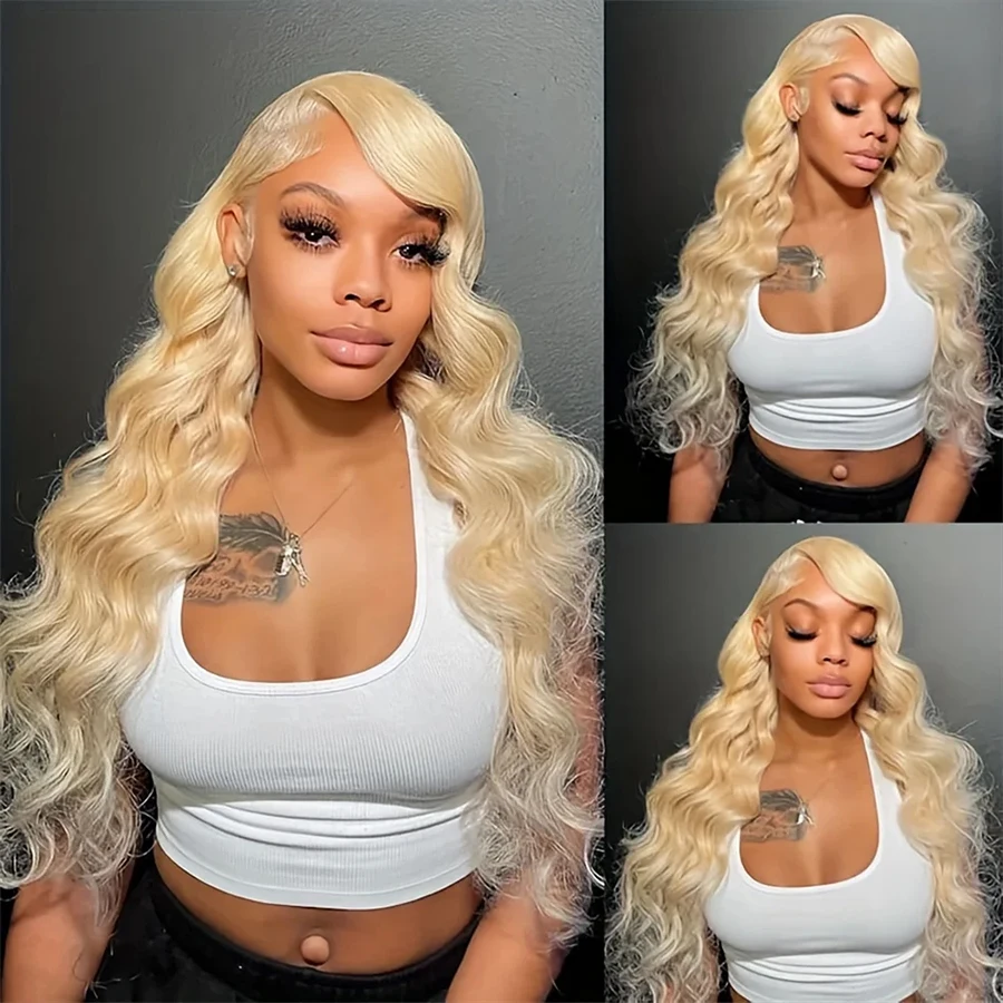 Honey Blonde Body Wave Lace Front Wig para mulheres, 613 Lace Frontal Wig, HD Transparente Colorido Perucas de Cabelo Humano, 13x6