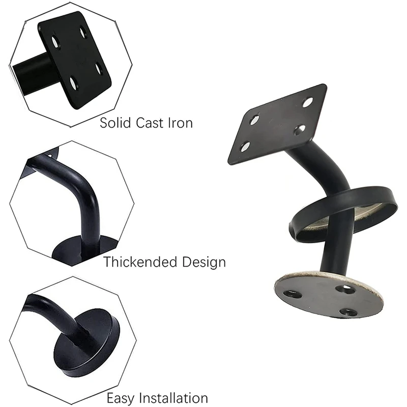 AT03 Top 6 ชิ้นสแตนเลสสตีลบันได Handrail Bracket,Heavy Duty ราวบันไดสนับสนุน, ราววงเล็บสําหรับรางแบน