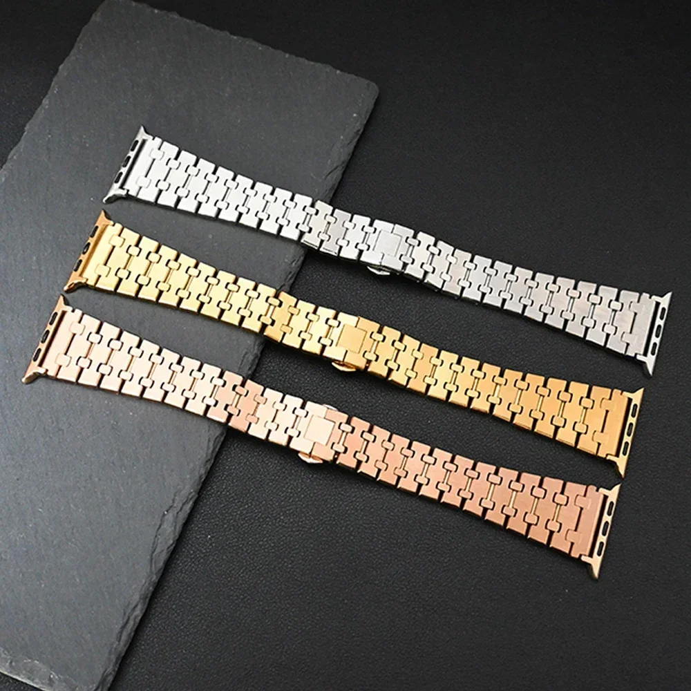 Luxury Metal Band For Apple Watch 9 Ultra 2 49mm 41 45mm Stainless Steel Strap Correa for iWatch Series 9 8 7 6 SE 40mm 42 44mm