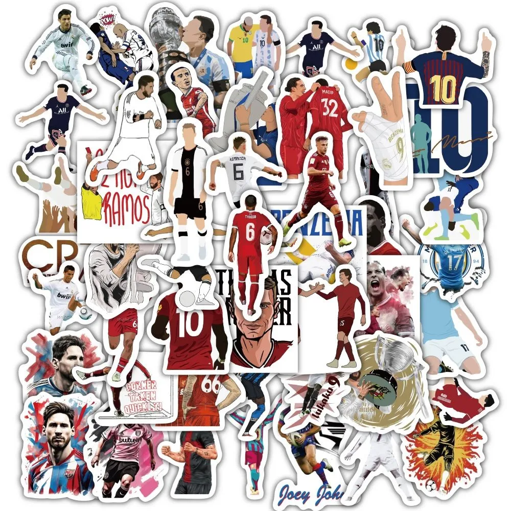 59PCS Cartoon Football Star Cristiano Ronaldo Messi Graffiti Stickers for Bicycle Hand Account Pencil Case Decals