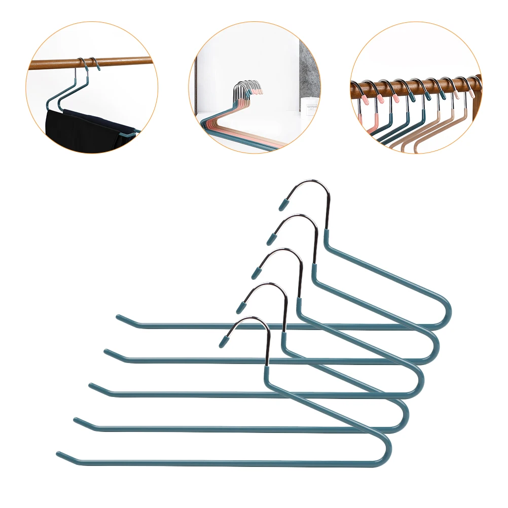 

5pcs Non-Slip Pants Hanger Plastic Clothes Hanger For Skirts Belts Ties Heavy Duty No Rust Space Saver Wardrobe