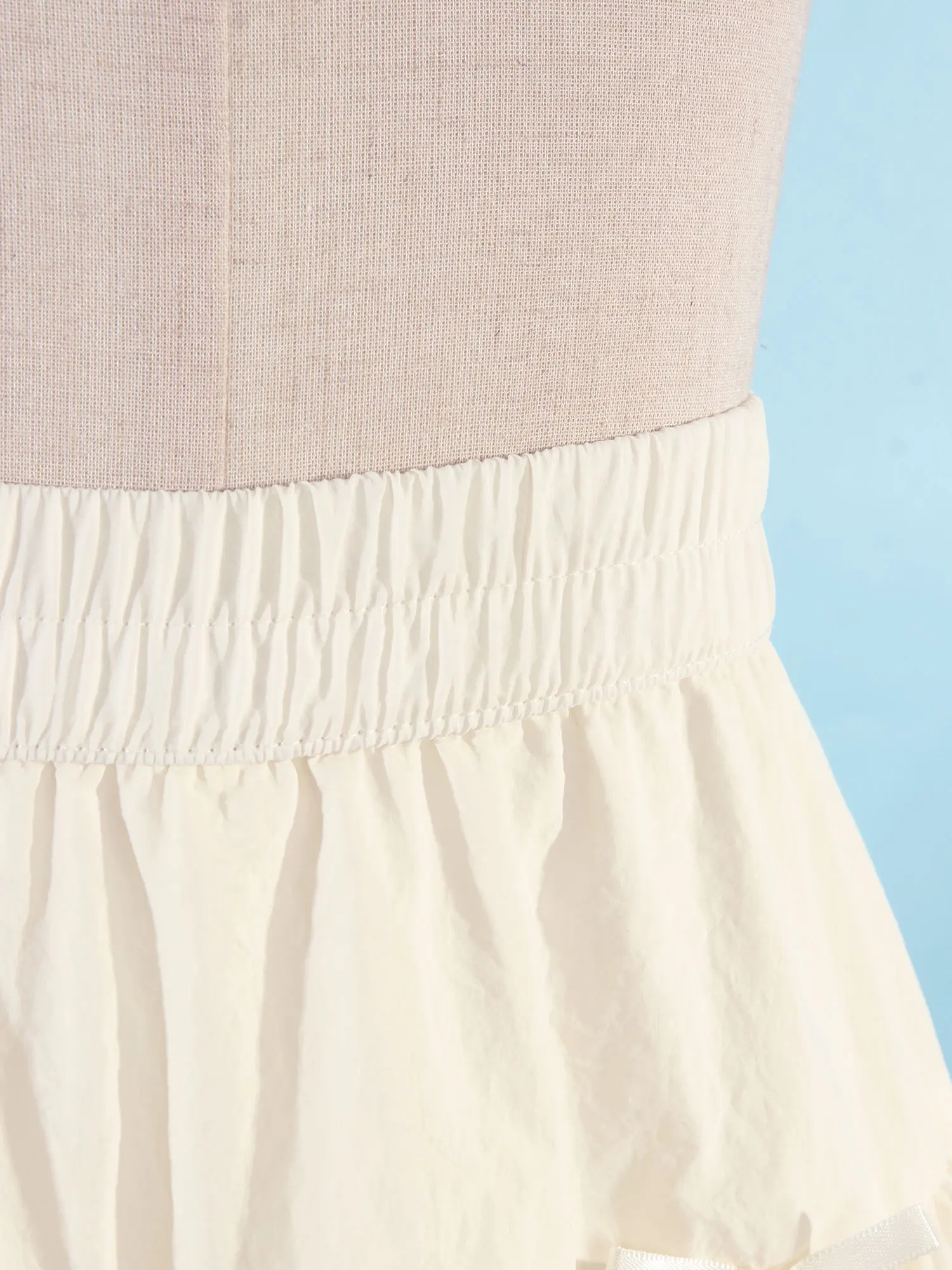 Teen Girls Ruffled Bow Tie Elastic Waist Puff Skirt with Built in Inner Shorts Stretchy for Daily Active Wear Outdoor Party