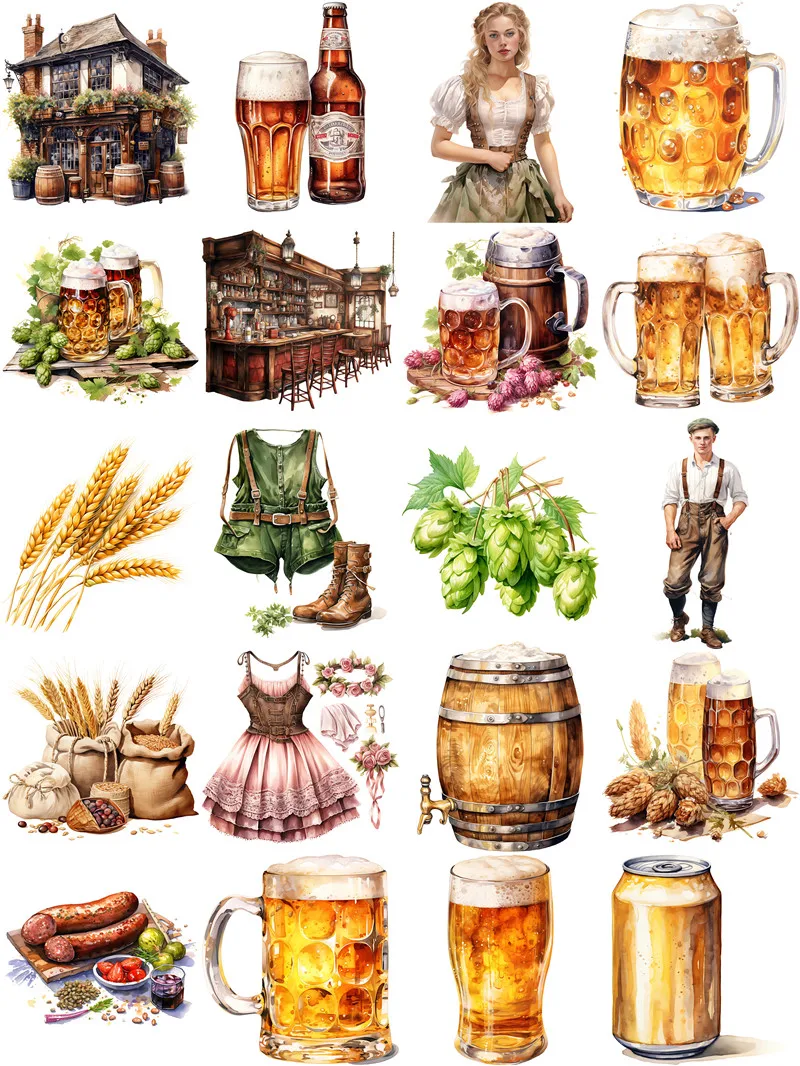 20Pcs/Pack Beer Sticker DIY Craft Scrapbooking Album Junk Journal Decorative Stickers