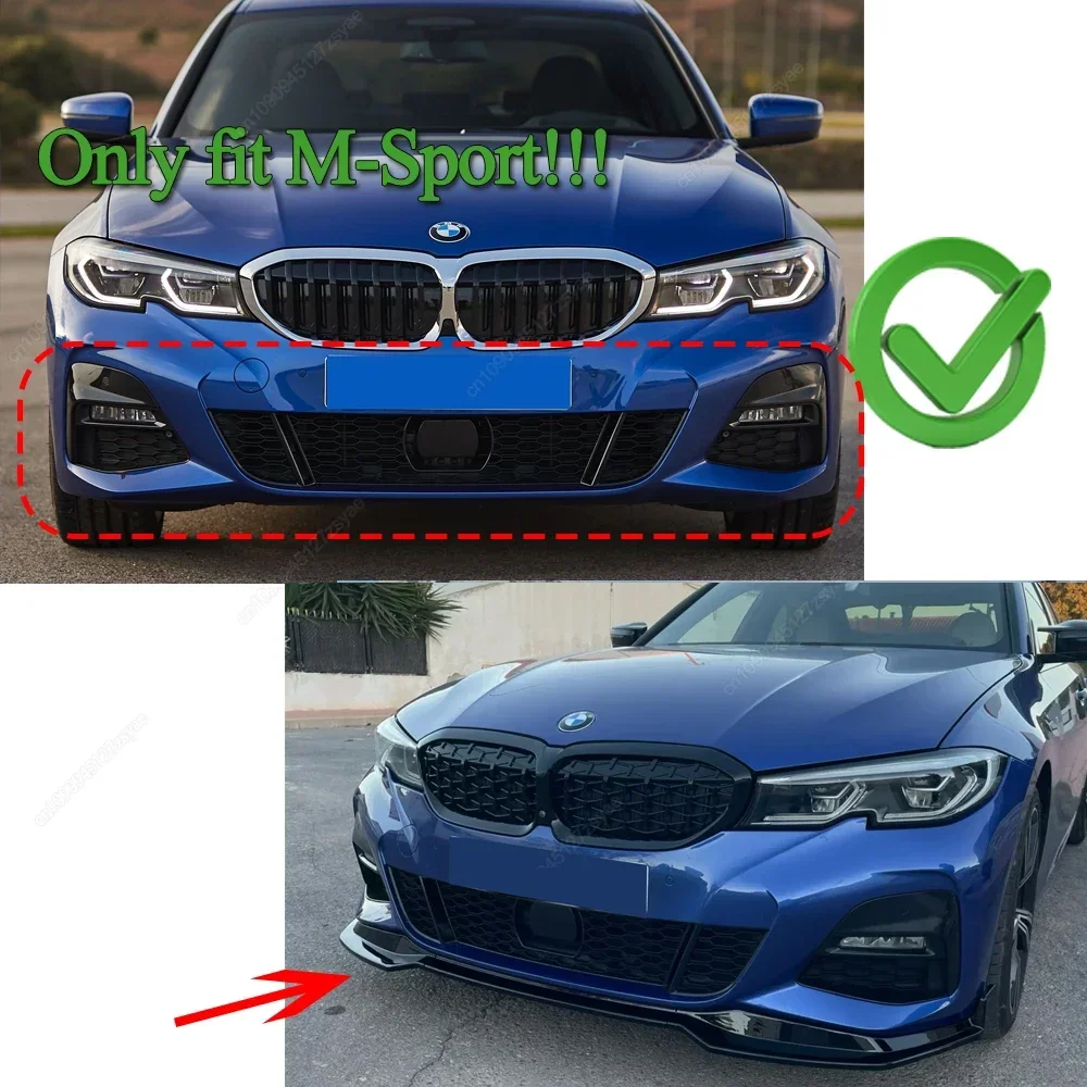 

3 шт. для BMW G20 G21 320i 330i M340i xDrive M-Sport 2019-2022 автомобильный передний бампер, диффузор для губ, сплиттер, спойлер, обвесы из АБС-пластика, тюнинг