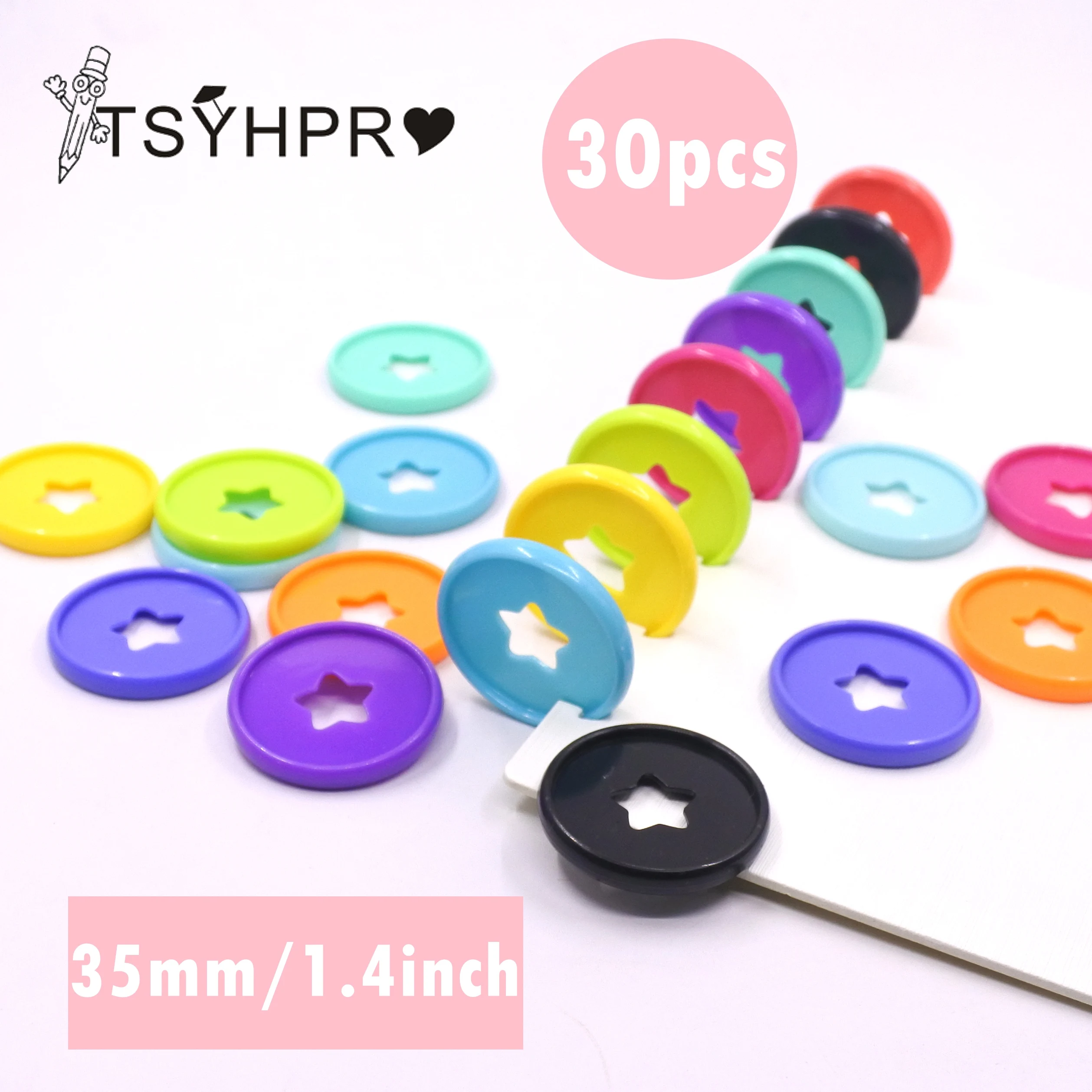 35mm Expansion Discs 30PCS Binder Rings Star Binding Discs Discbound  for DIY Notebooks Planners Scrapbook