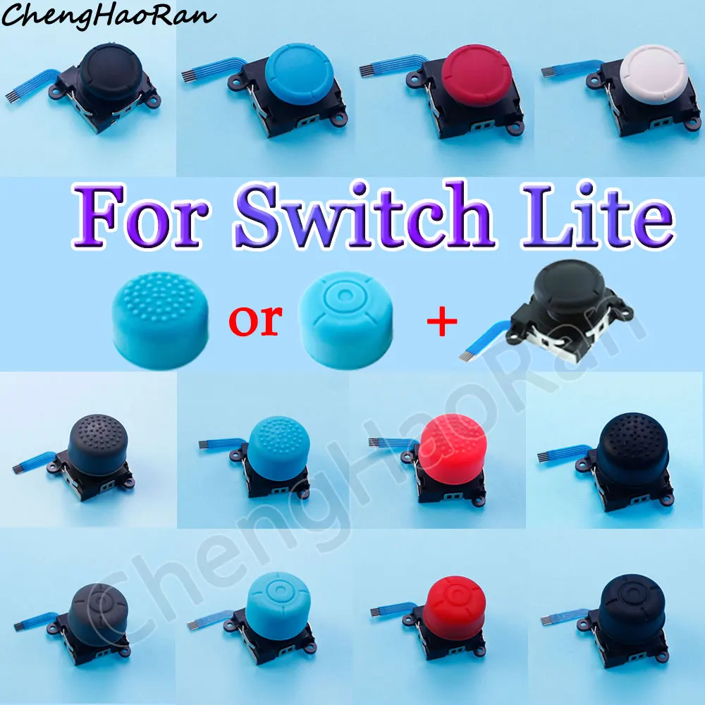 1Pc 3D Analog Thumb Joystick Module With Silicone Button Cap Thumb Grip Cover For Switch Lite 2 Gen Joy-Con Controller Parts