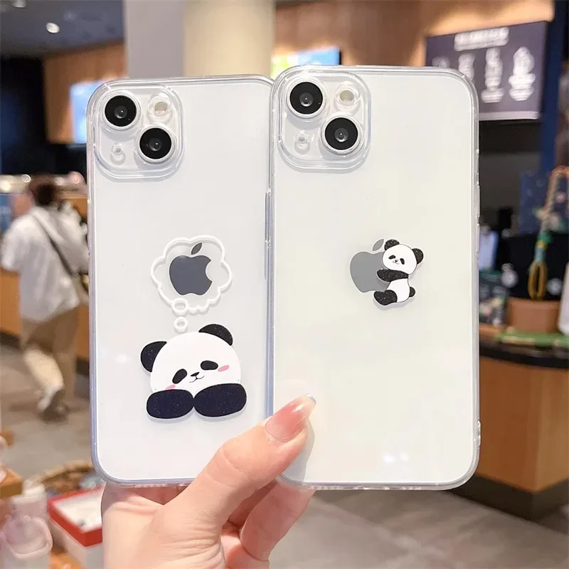 Niedliche Cartoon-Panda-Handyhülle für iPhone 17 16 15 11 12 14 13 Pro Max Mini X XS XR 7 8 Plus SE 17E Air Stoßfeste Schutzhülle Fundas