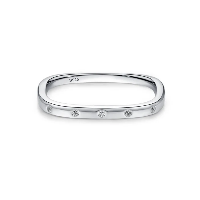 

European American Style 925 Sterling Silver Square Female Ring Jewelry