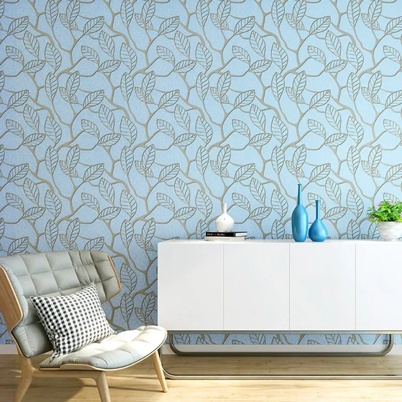 Nordic ins Wallpaper Style Modern living room Wallpaper Bedroom Background Wallpaper Fresh and leaves