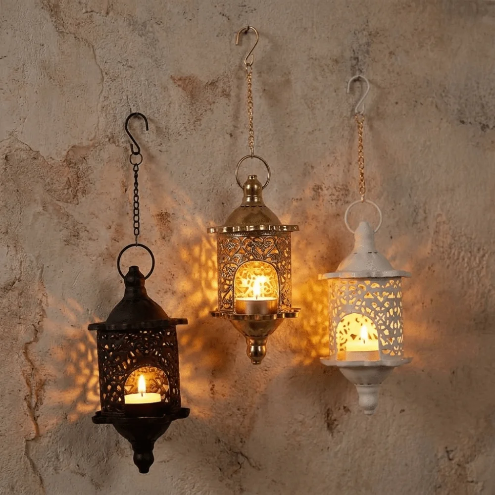 Morocco French Style Hollow Birdcage Lantern Romantic Vintage Hollow Metal Candlestick Iron Hanging Candle Holder Banquet