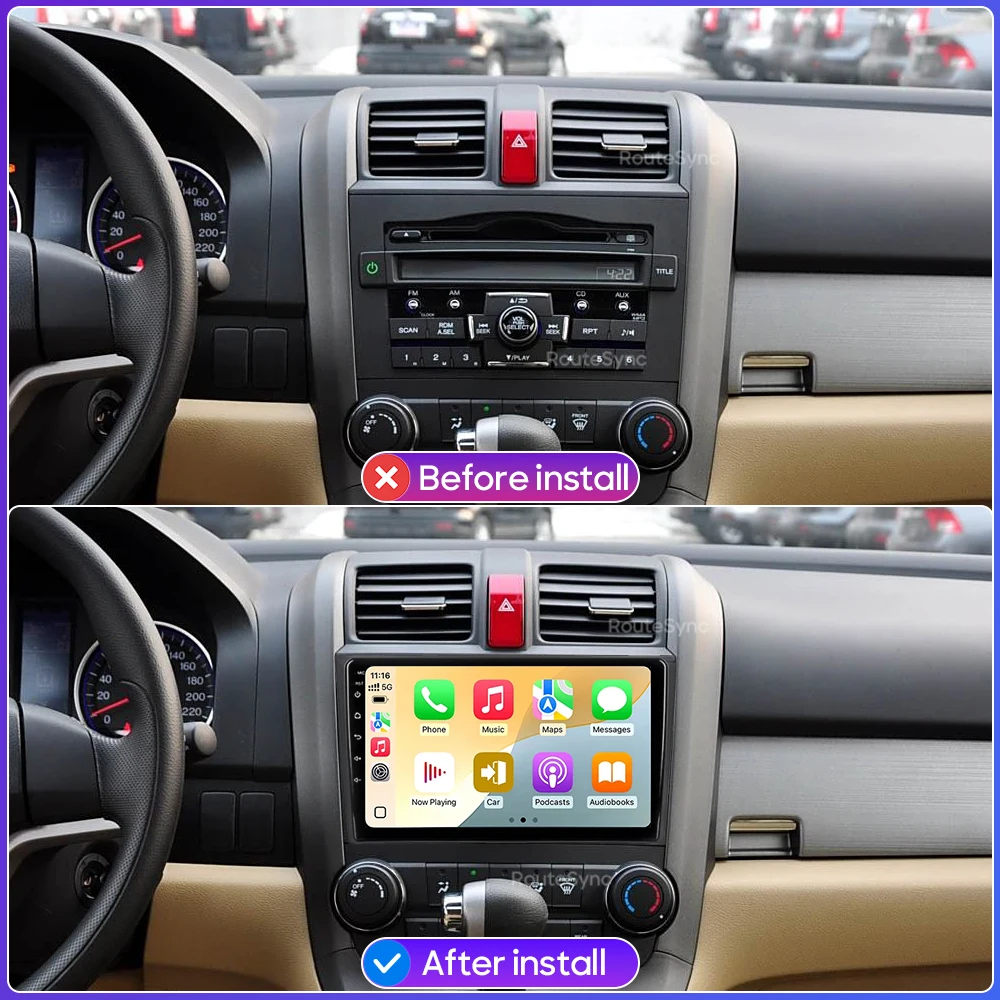 For Honda CRV CR-V 3 RE 2006 - 2012 Android Car Multimedia Player Wireless Carplay Head Unit Radio Video Stereo Navigation GPS